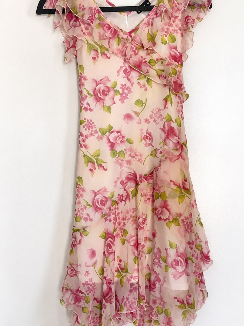 Floral Fairy Pink Ruffle Chiffon Formal Dress